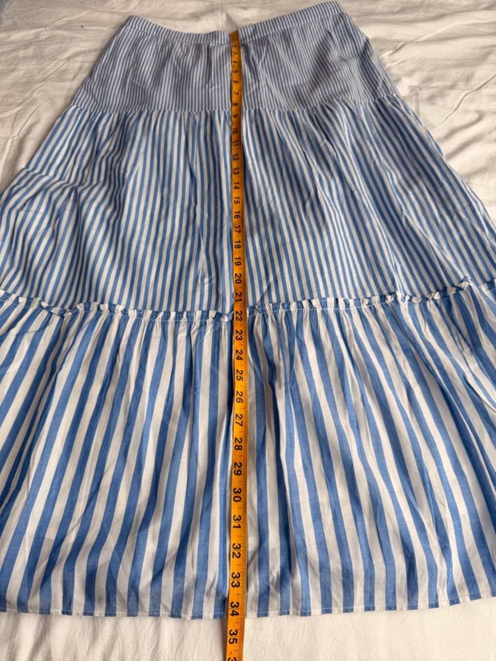 J. Crew Blue and White Striped Tiered Maxi Skirt - Picture 11 of 14